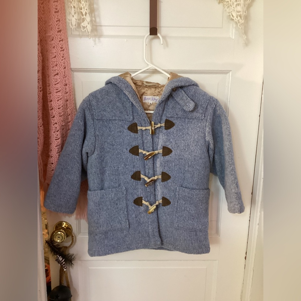 Rachel Riley 100% Wool Heather Blue Toggle Jacket